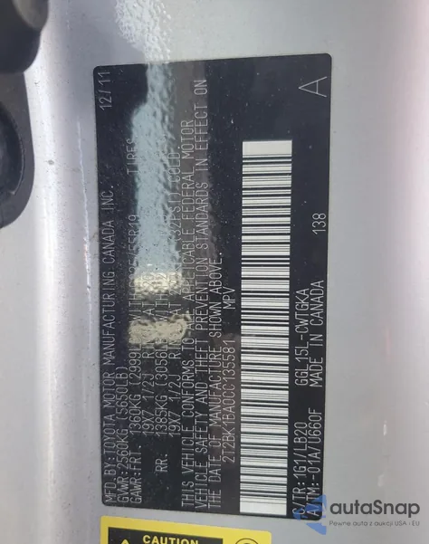 2012 Lexus Rx 350 из США, поврежденный, VIN 2T2BK1BA0CC135581